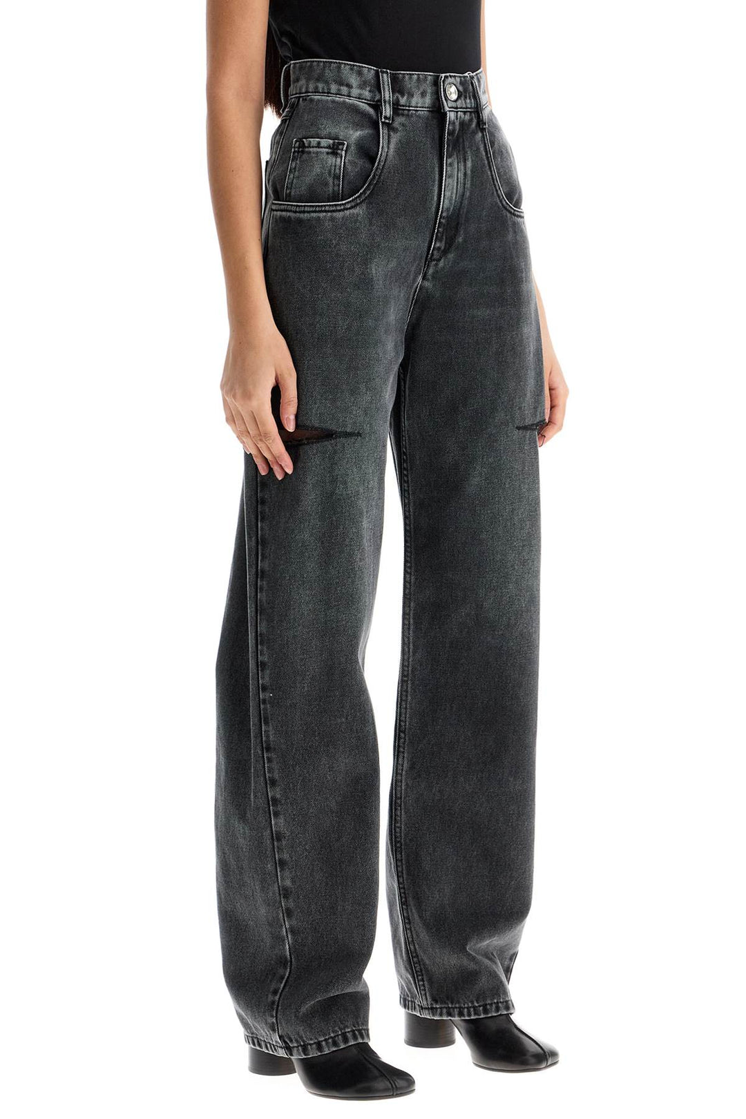 loose cut jeans with distressed-1