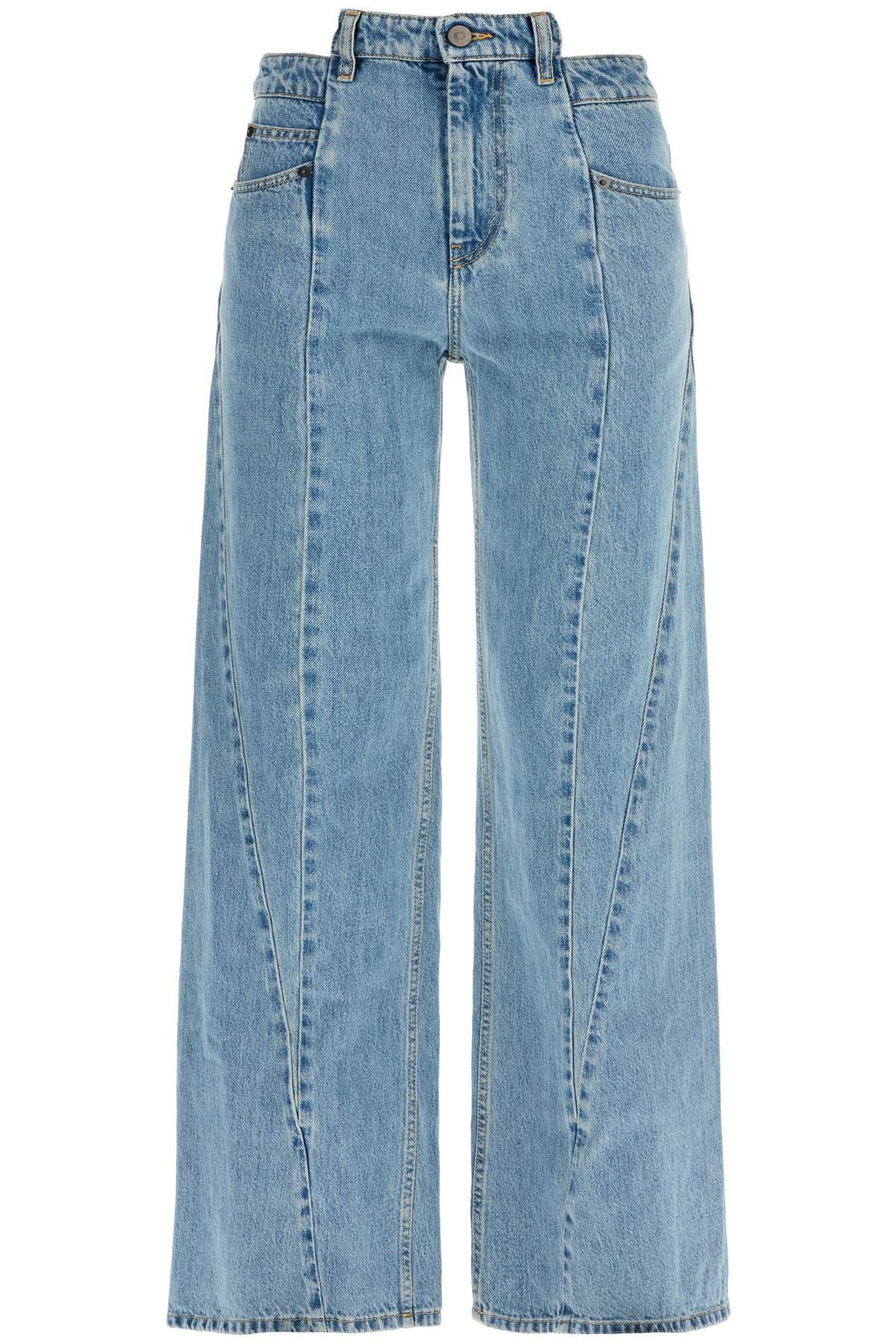 loose cut-out waist jeans with-0