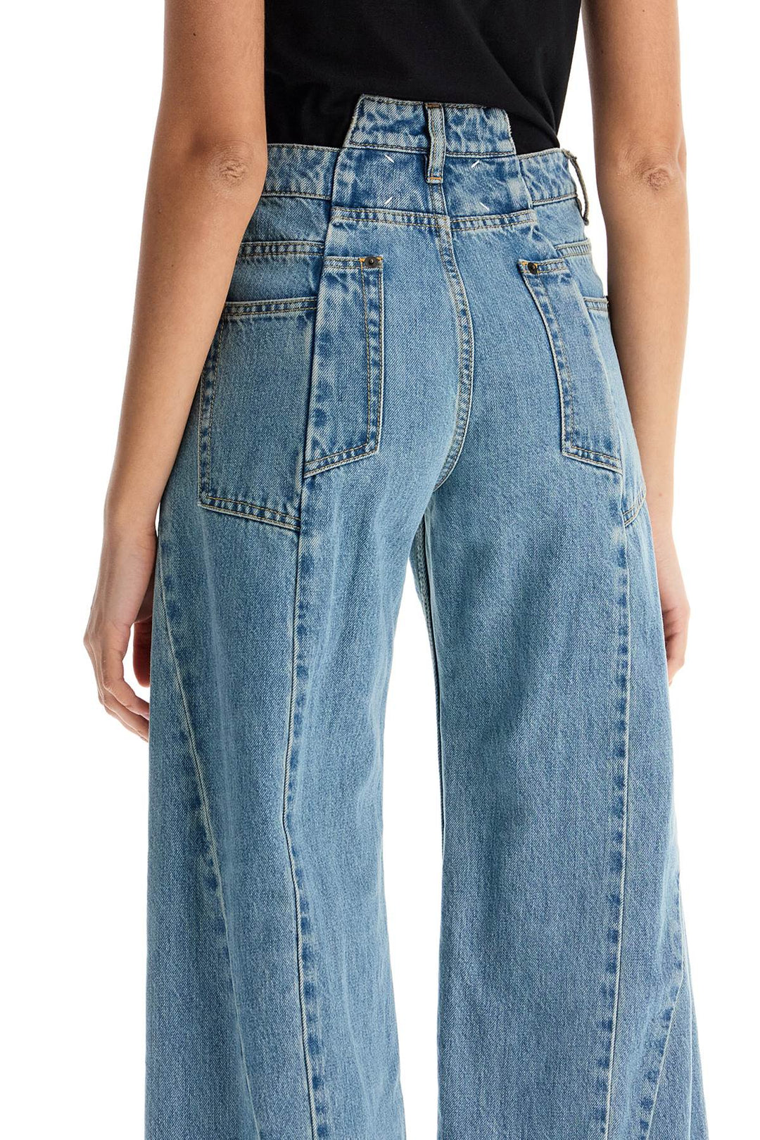 loose cut-out waist jeans with-3