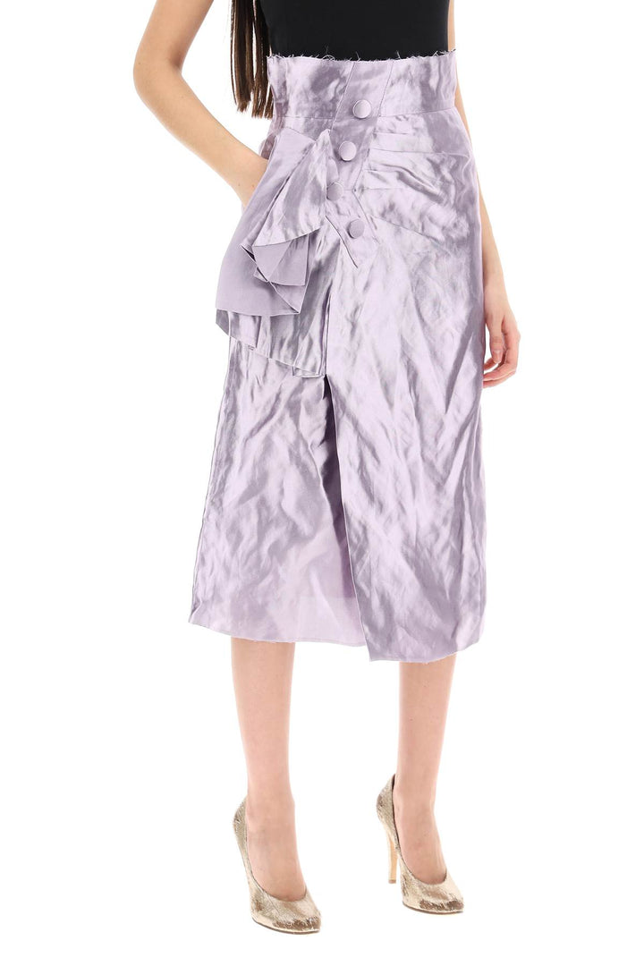 "metallic satin midi wrap skirt with-3