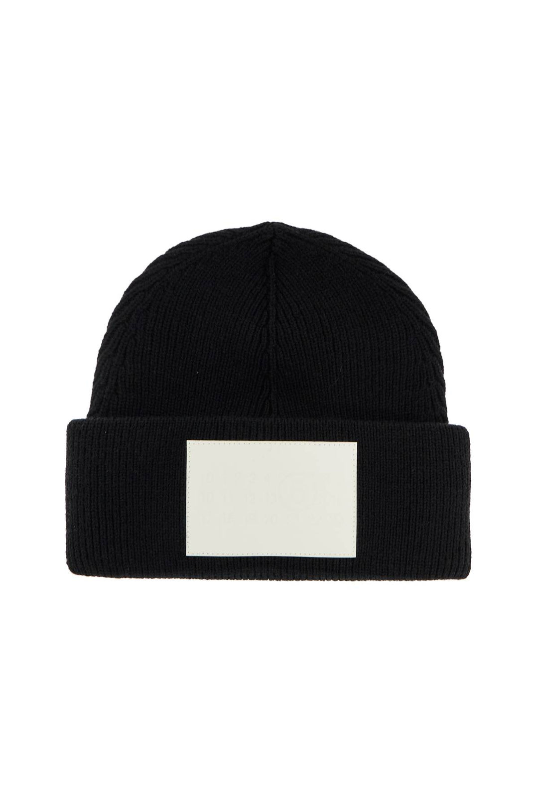 "wool beanie hat with large logo patch"-0