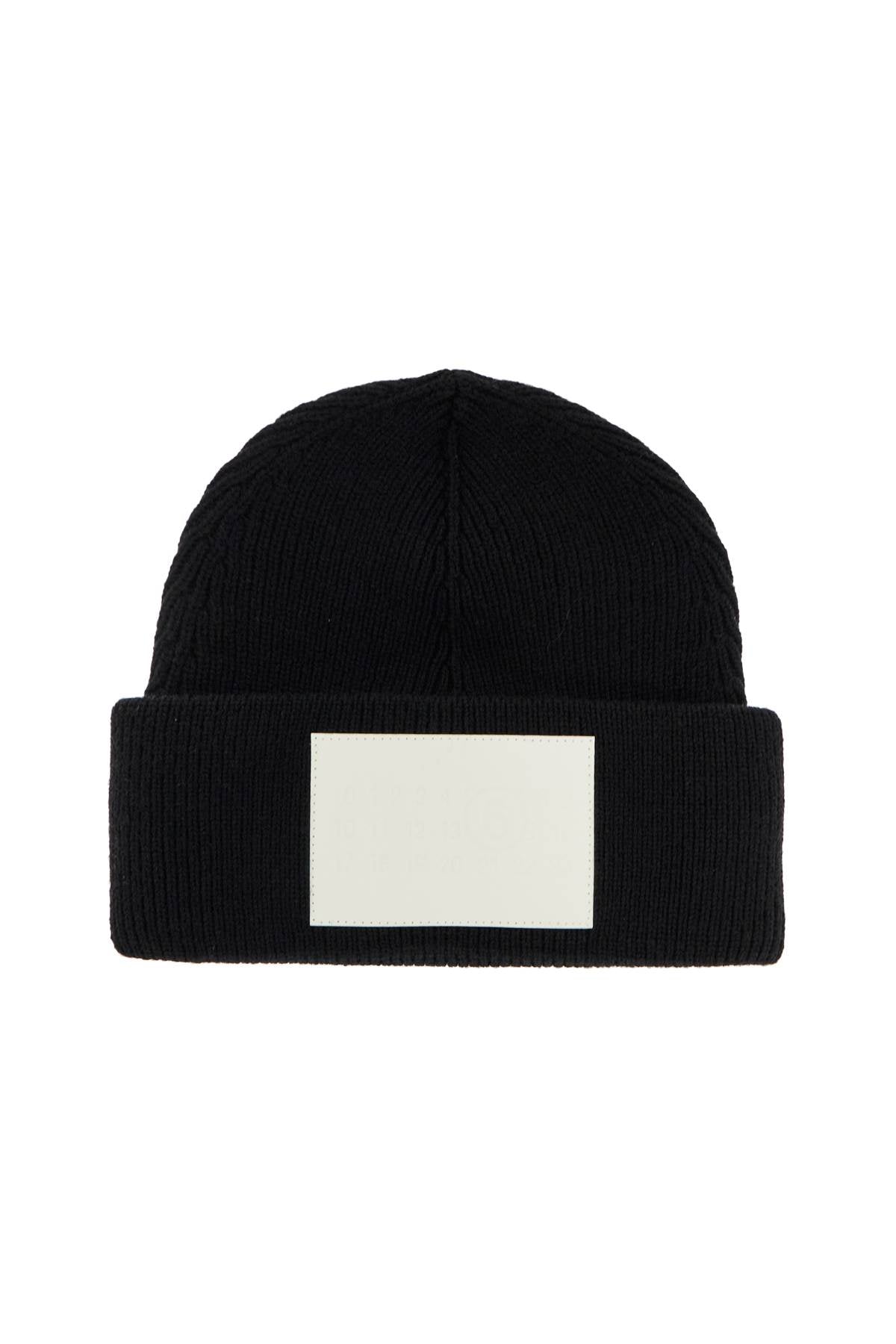 "wool beanie hat with large logo patch"-0