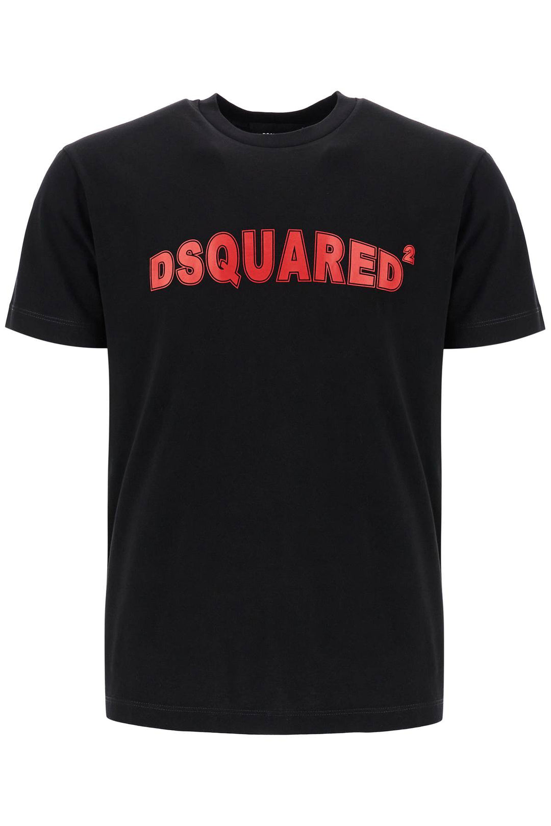 men's black cotton t-shirt with red logo-0