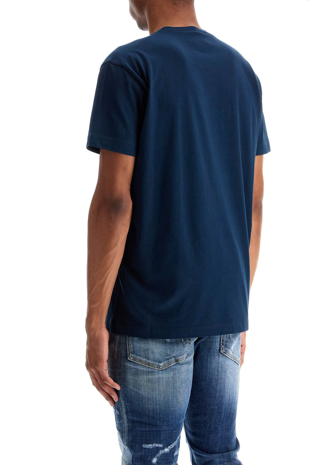 t-shirt in cotone blu navy con scollo ampio-2