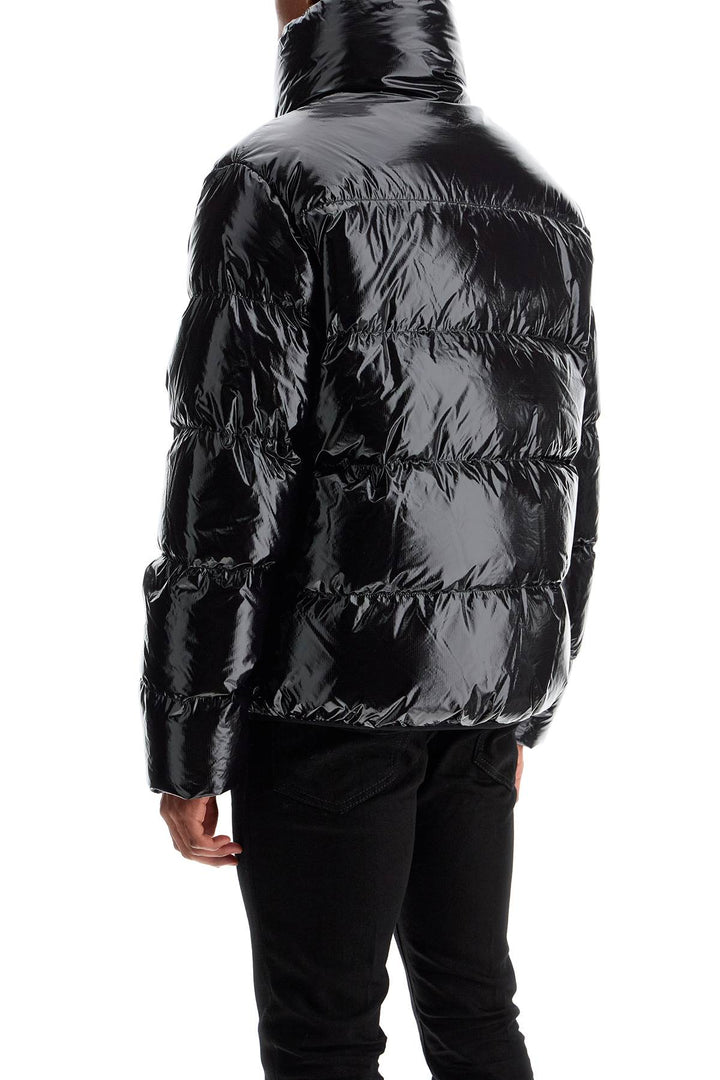 lightweight black padded nylon jacket with high collar-2