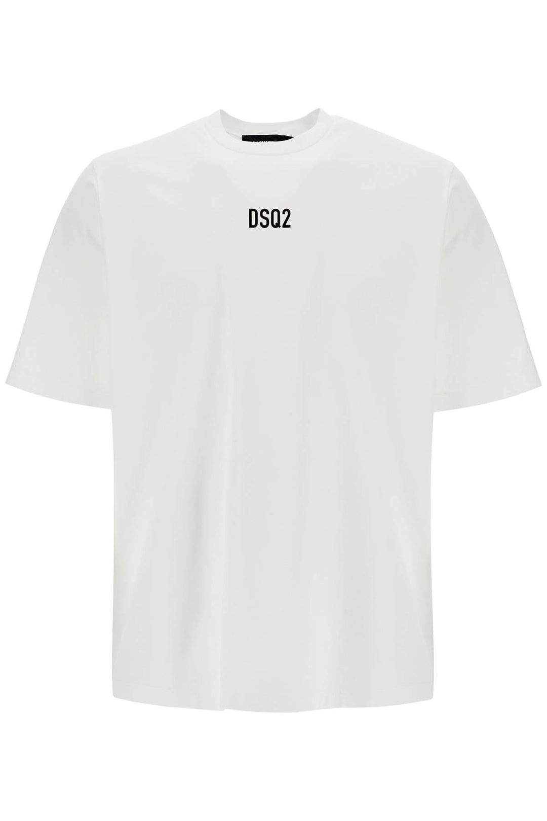 white cotton t-shirt with dsq2 logo-0