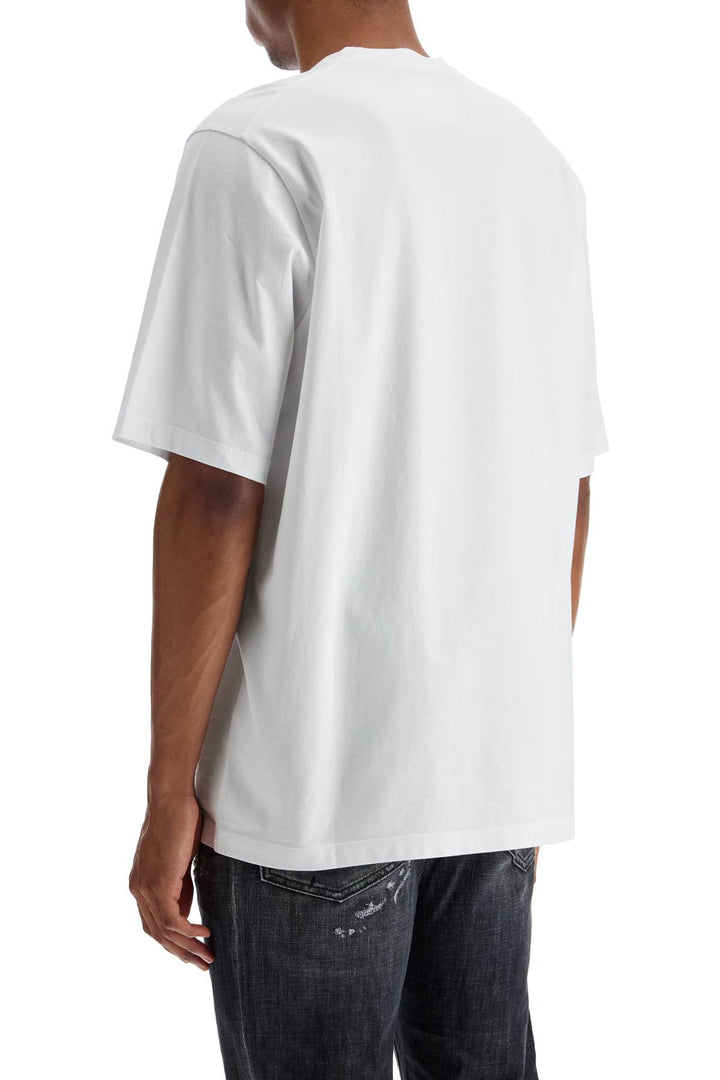 white cotton t-shirt with dsq2 logo-2