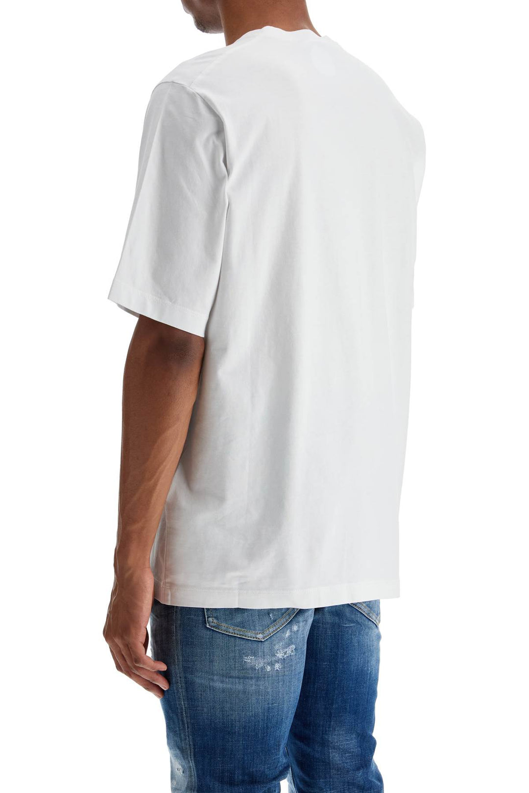 men's white cotton t-shirt with logo-2