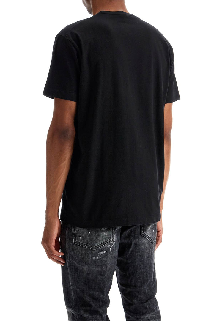 black cotton t-shirt with embroidered logo-2