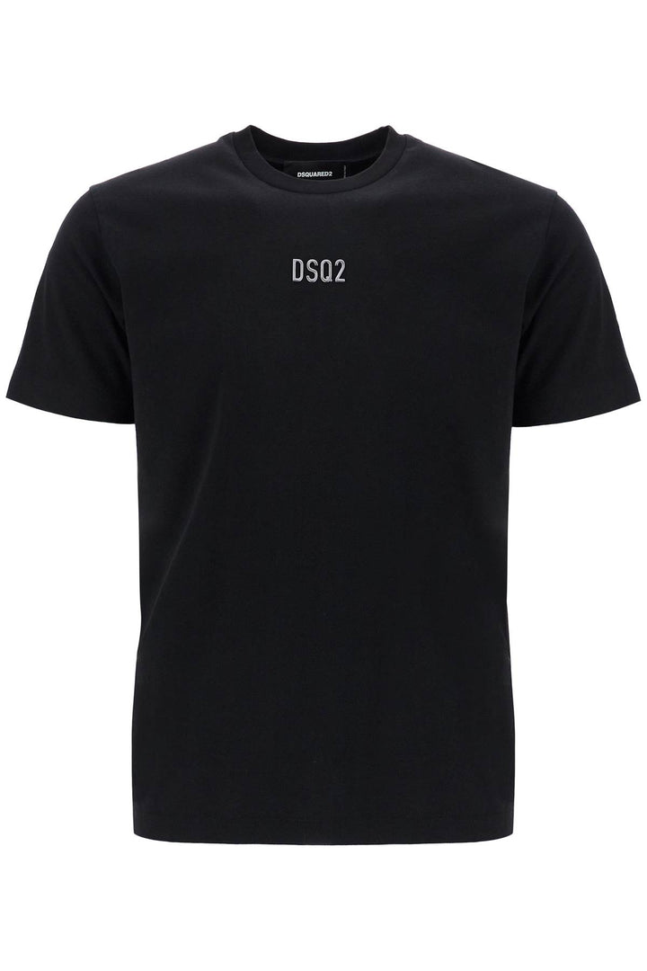 black cotton t-shirt with embroidered logo-0