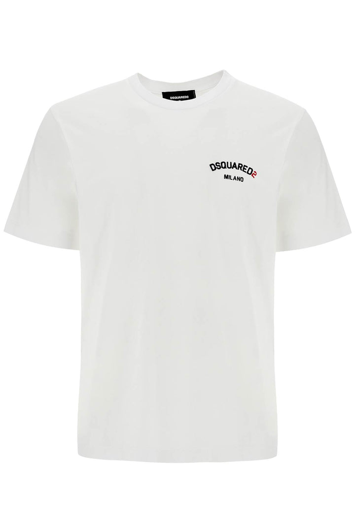 white cotton t-shirt with embroidered logo-0