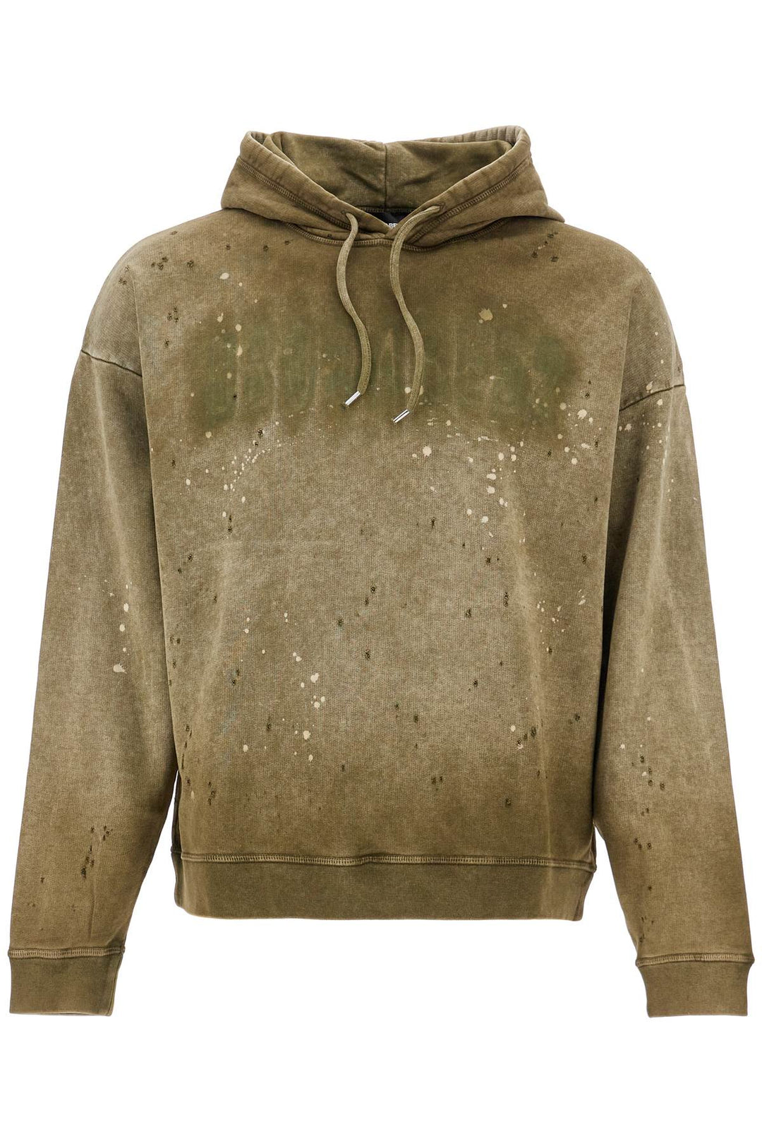 olive green cotton hoodie with original print-0