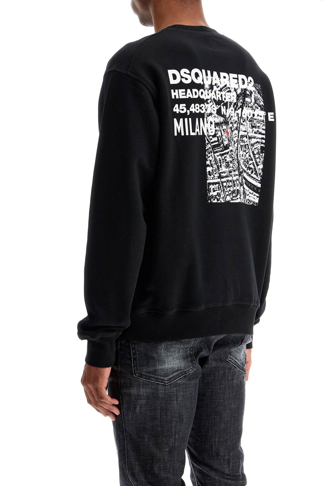 black cotton crewneck sweatshirt with embroidered logo-2