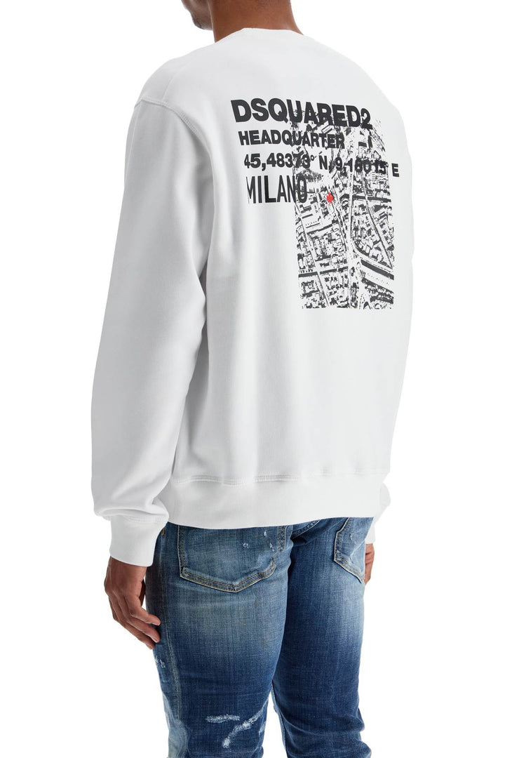 white crew neck sweatshirt in cotton with embroidered logo-2