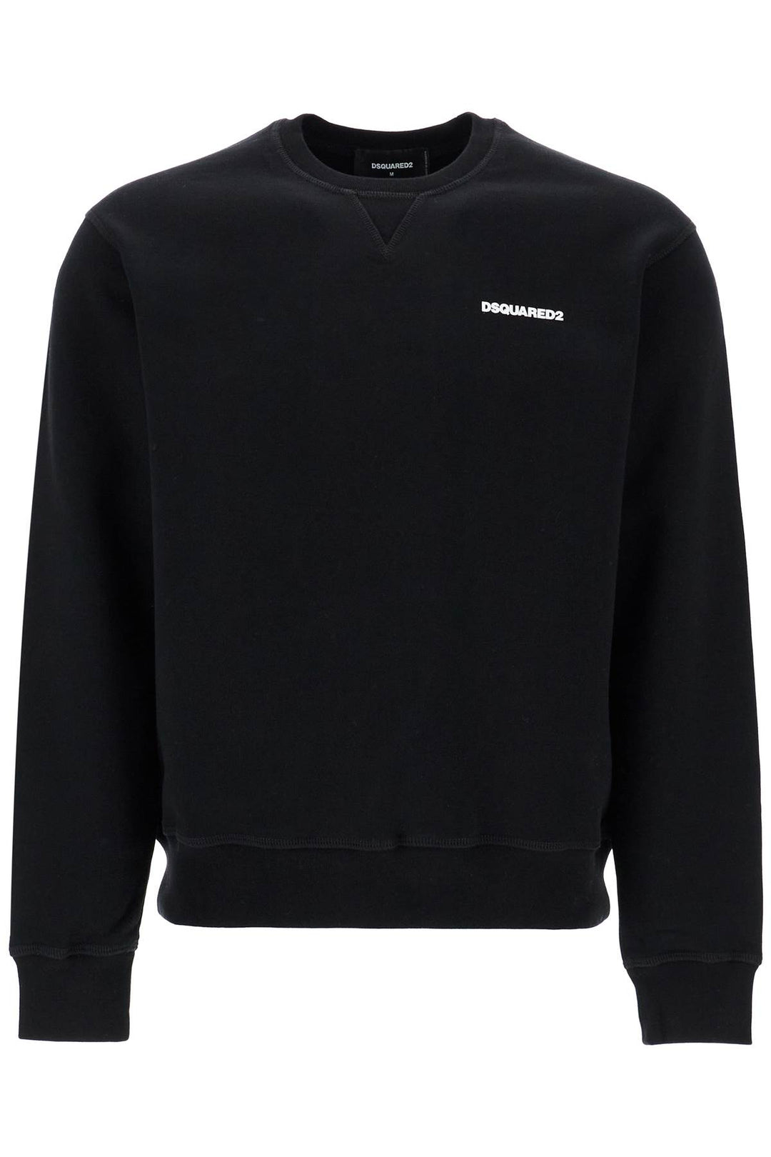 black cotton crewneck sweatshirt with embroidered logo-0