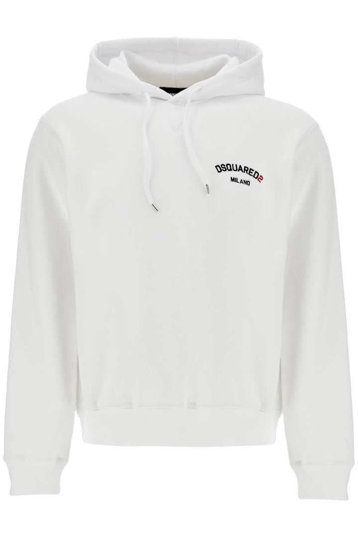 white cotton hoodie with embroidered logo-0