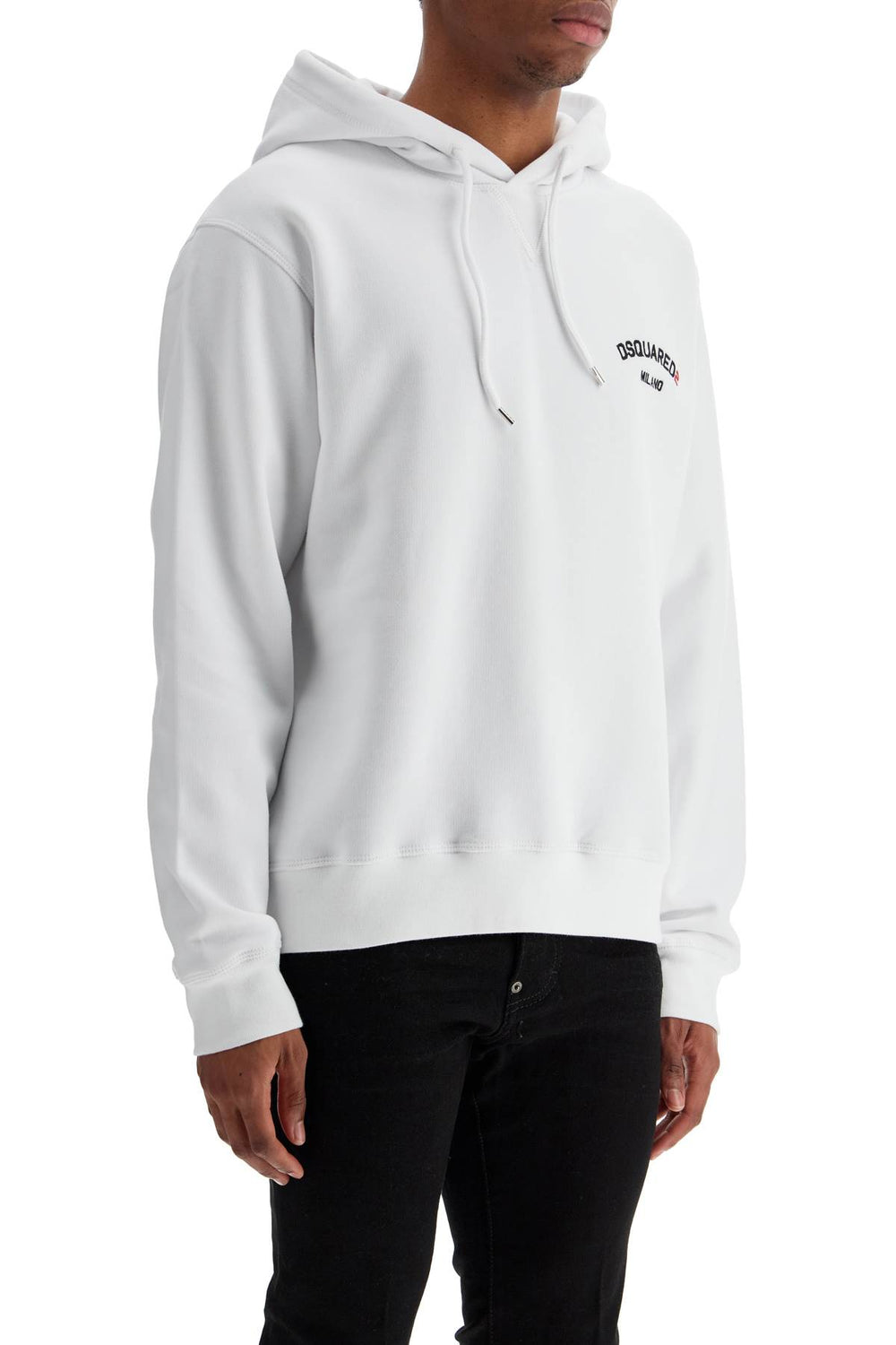 white cotton hoodie with embroidered logo-1