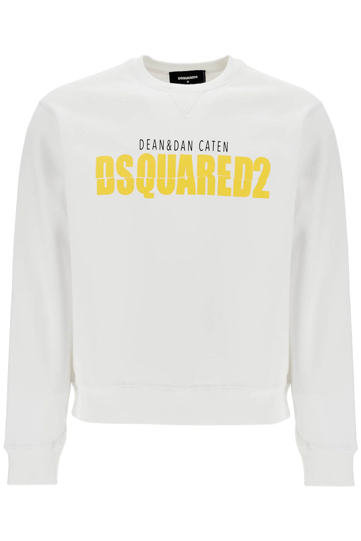 white cotton sweatshirt with distinctive yellow logo-0