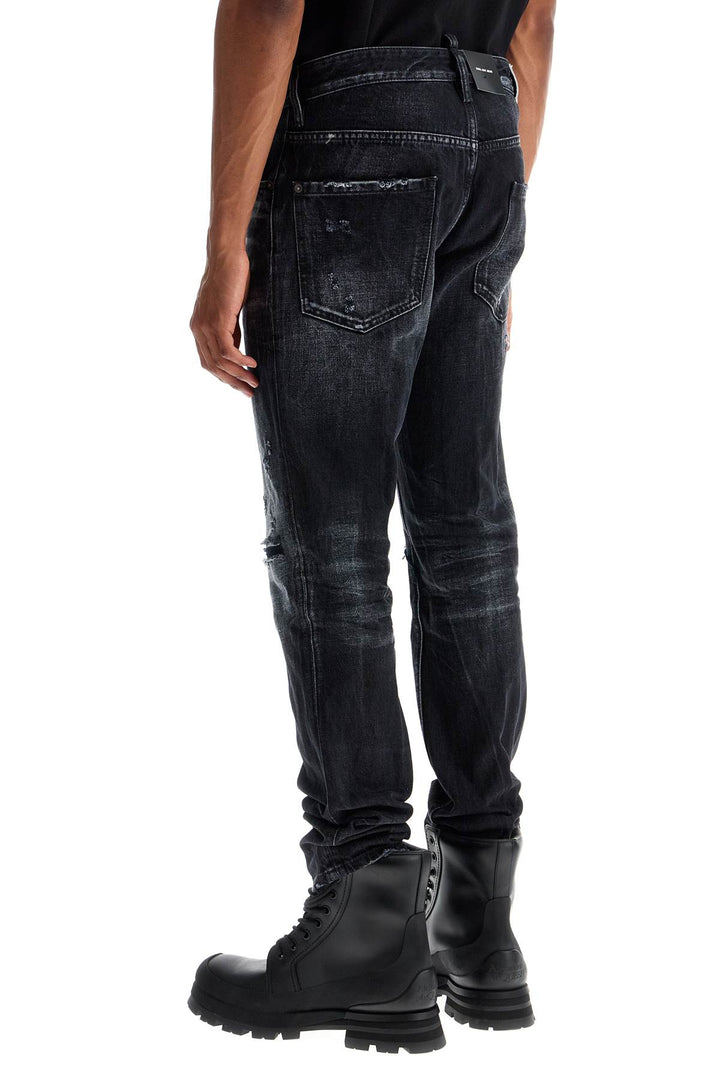 jeans in cotone nero con effetto vintage-2