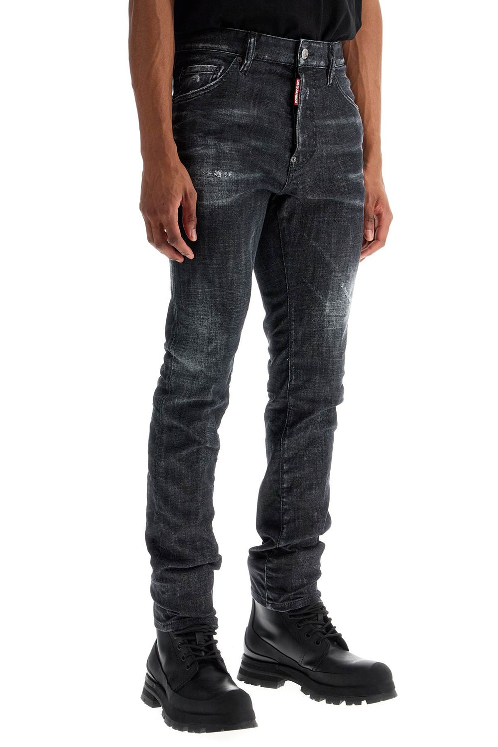 cool guy black cotton jeans with faded effect-1