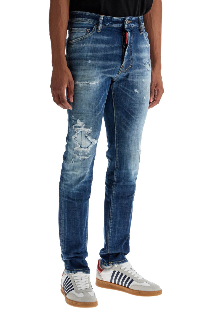 navy blue jeans in cotton vintage effect-1