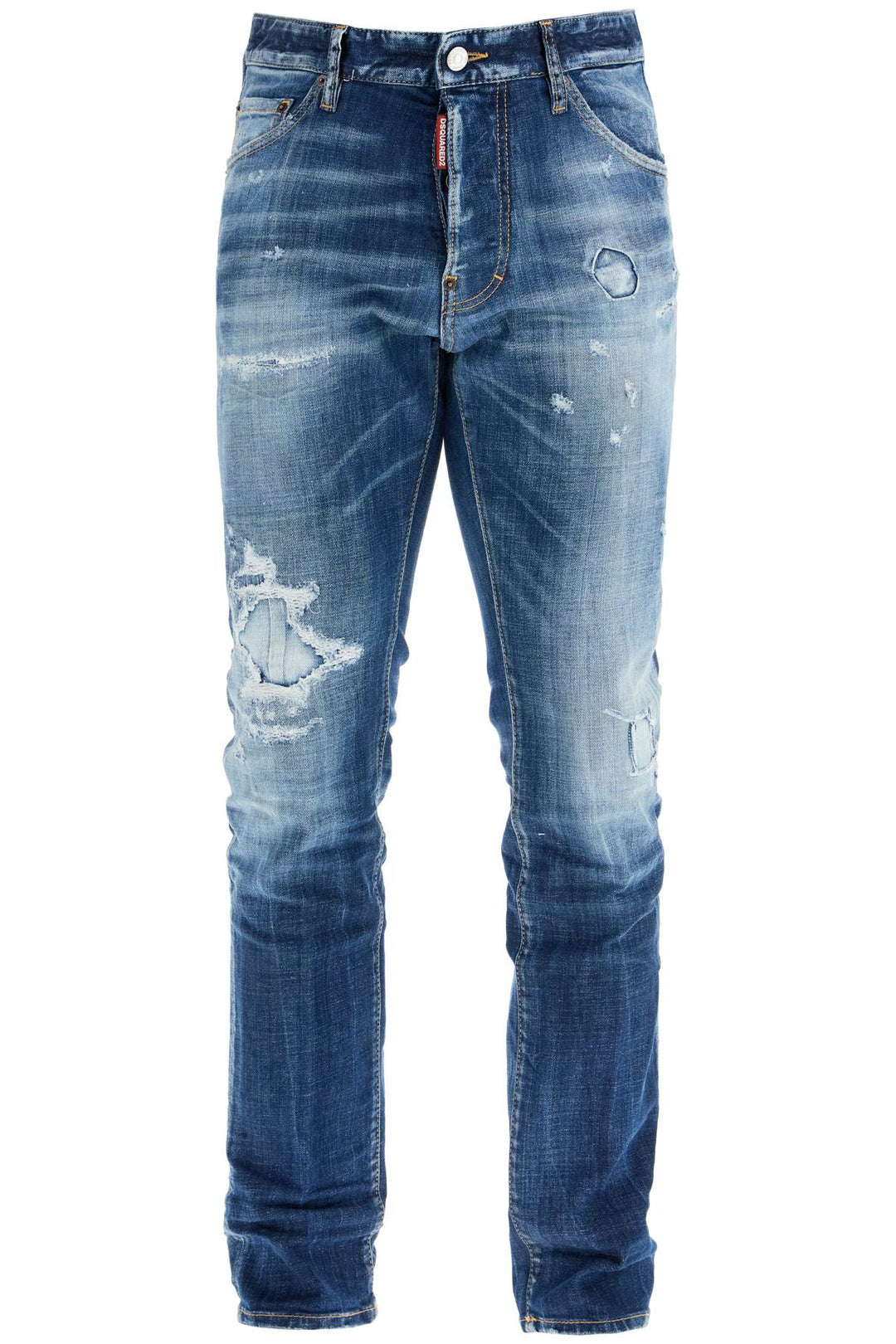 navy blue jeans in cotton vintage effect-0