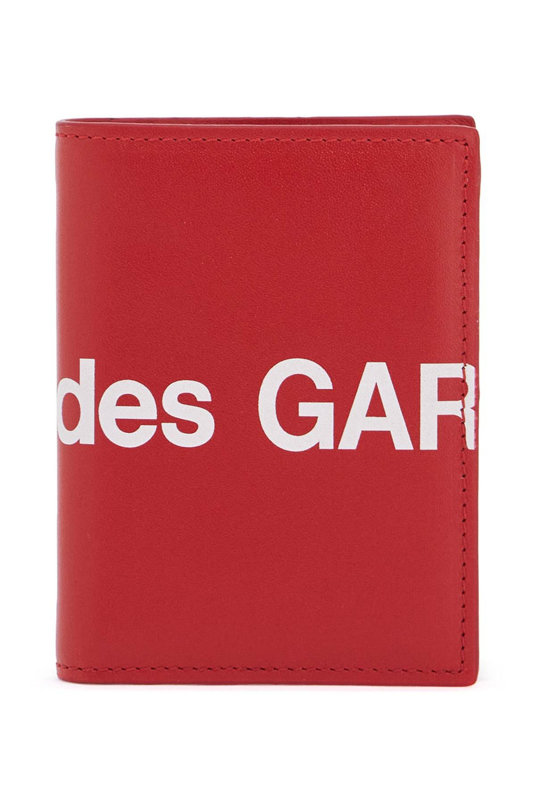 unisex red calfskin wallet with large logo sa0641hl-0