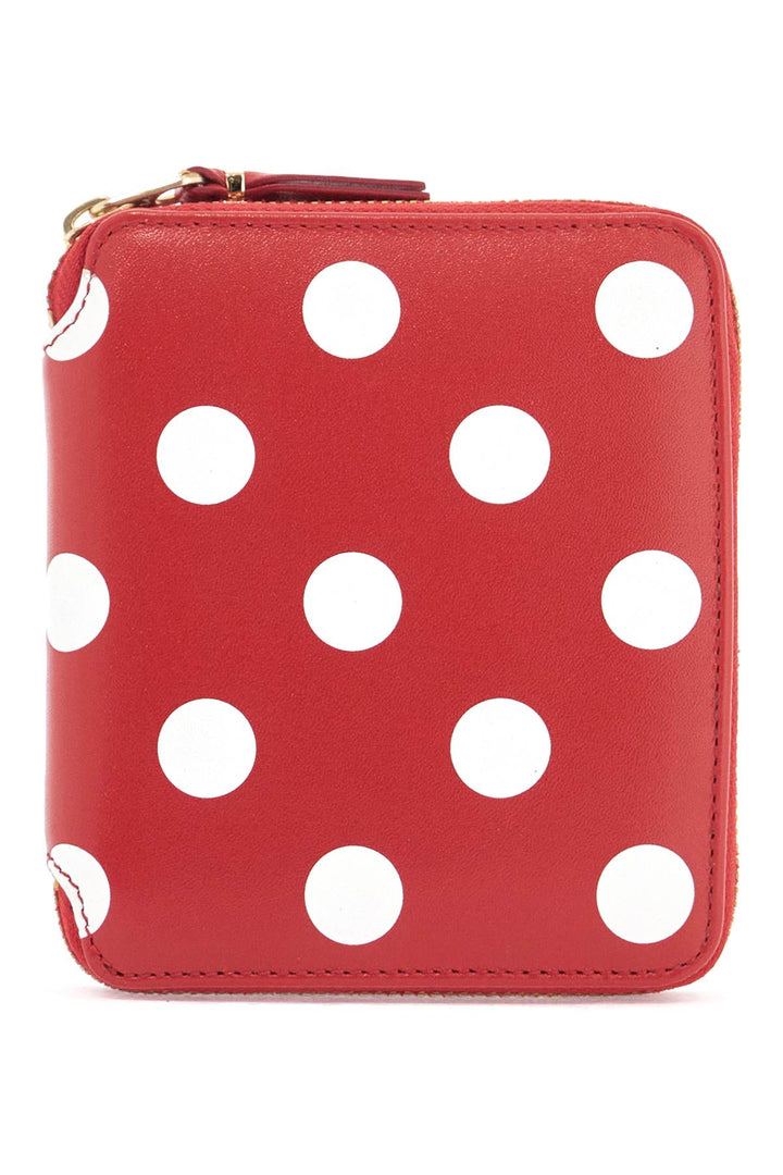 red polka dot calfskin wallet with zip-0