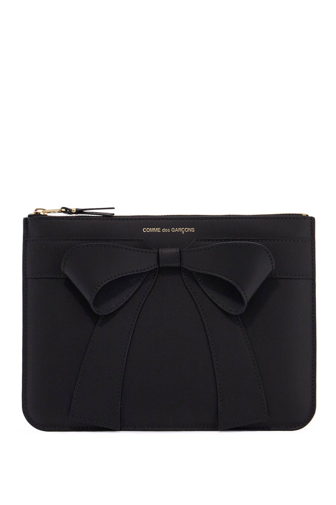 black leather wallet with bow unisex-0