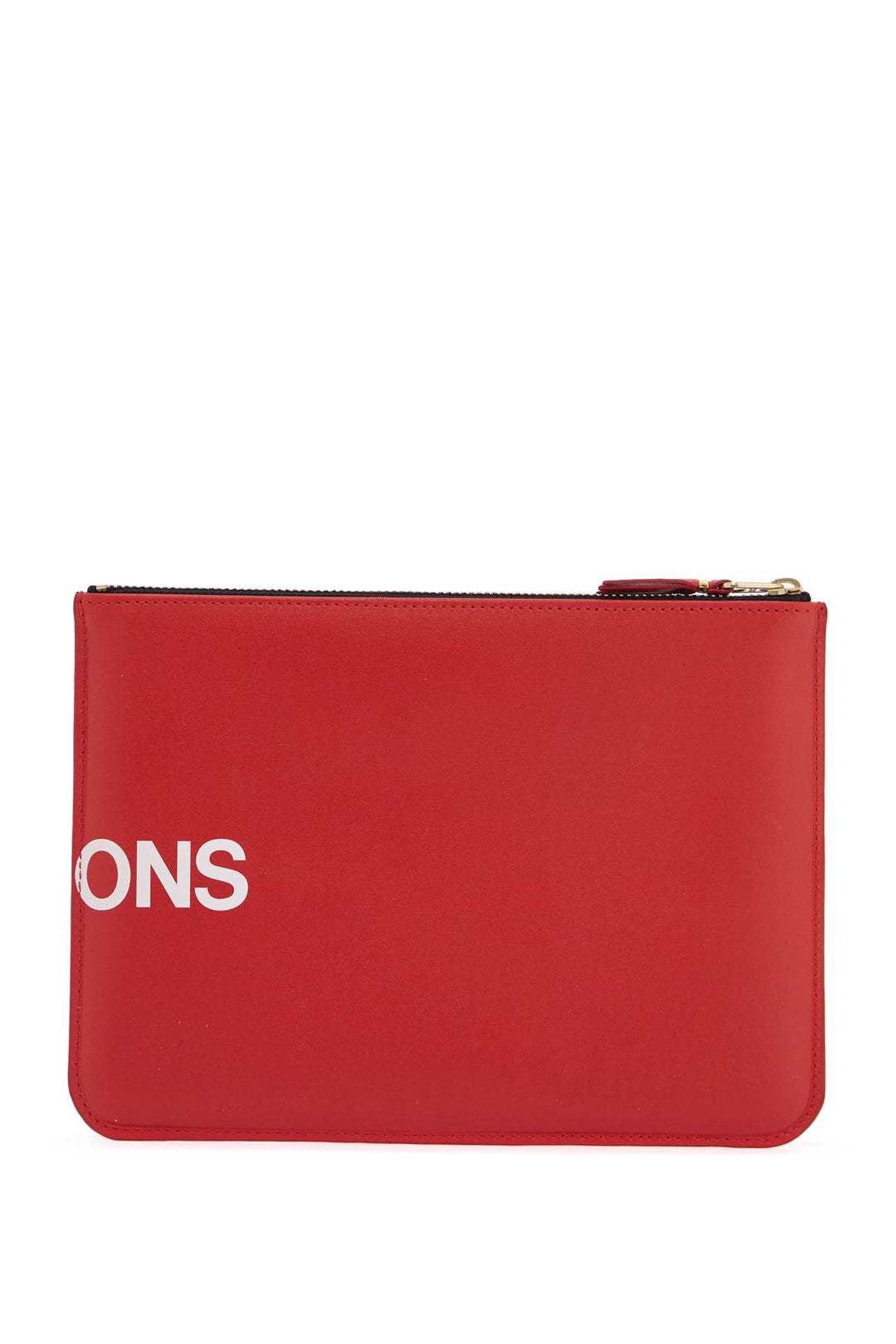 red calfskin wallet with large logo and zip closure-1