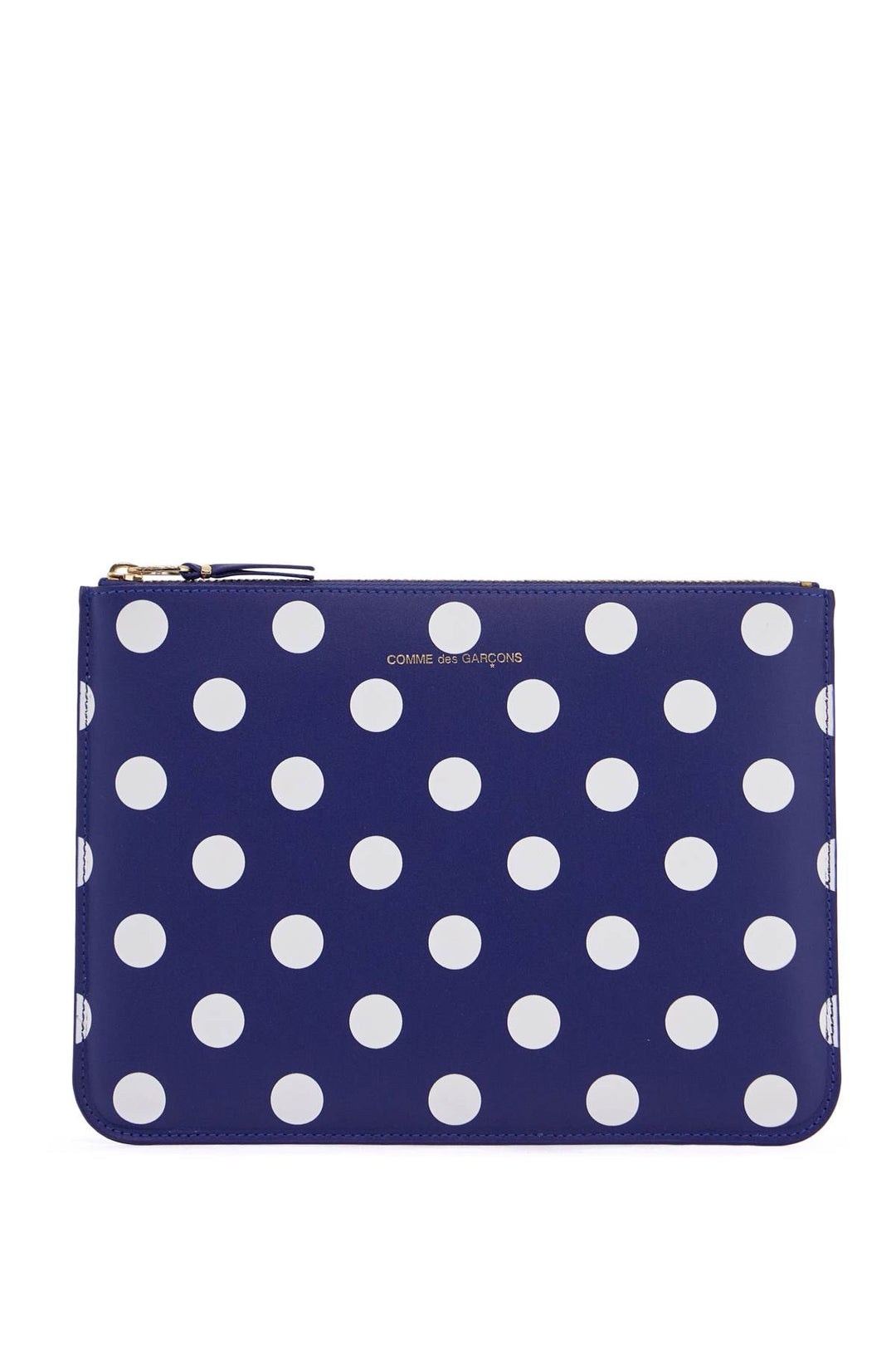 compact unisex blue leather wallet with zip and dots-1