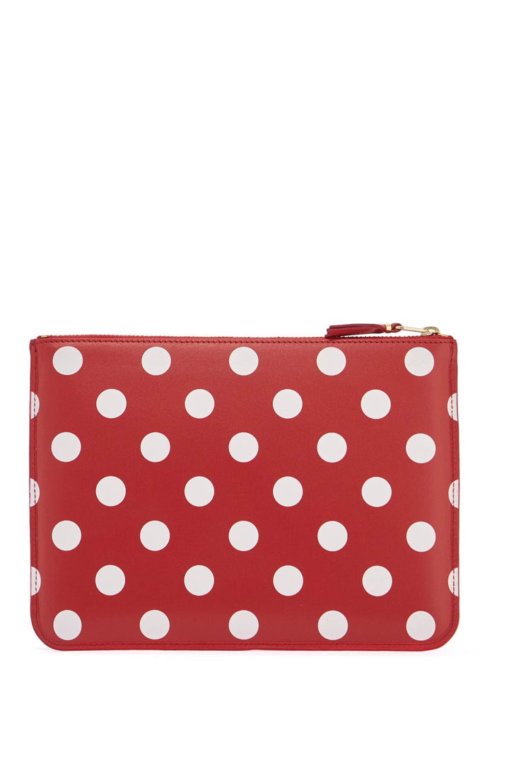 red polka dot leather unisex wallet with zip-1