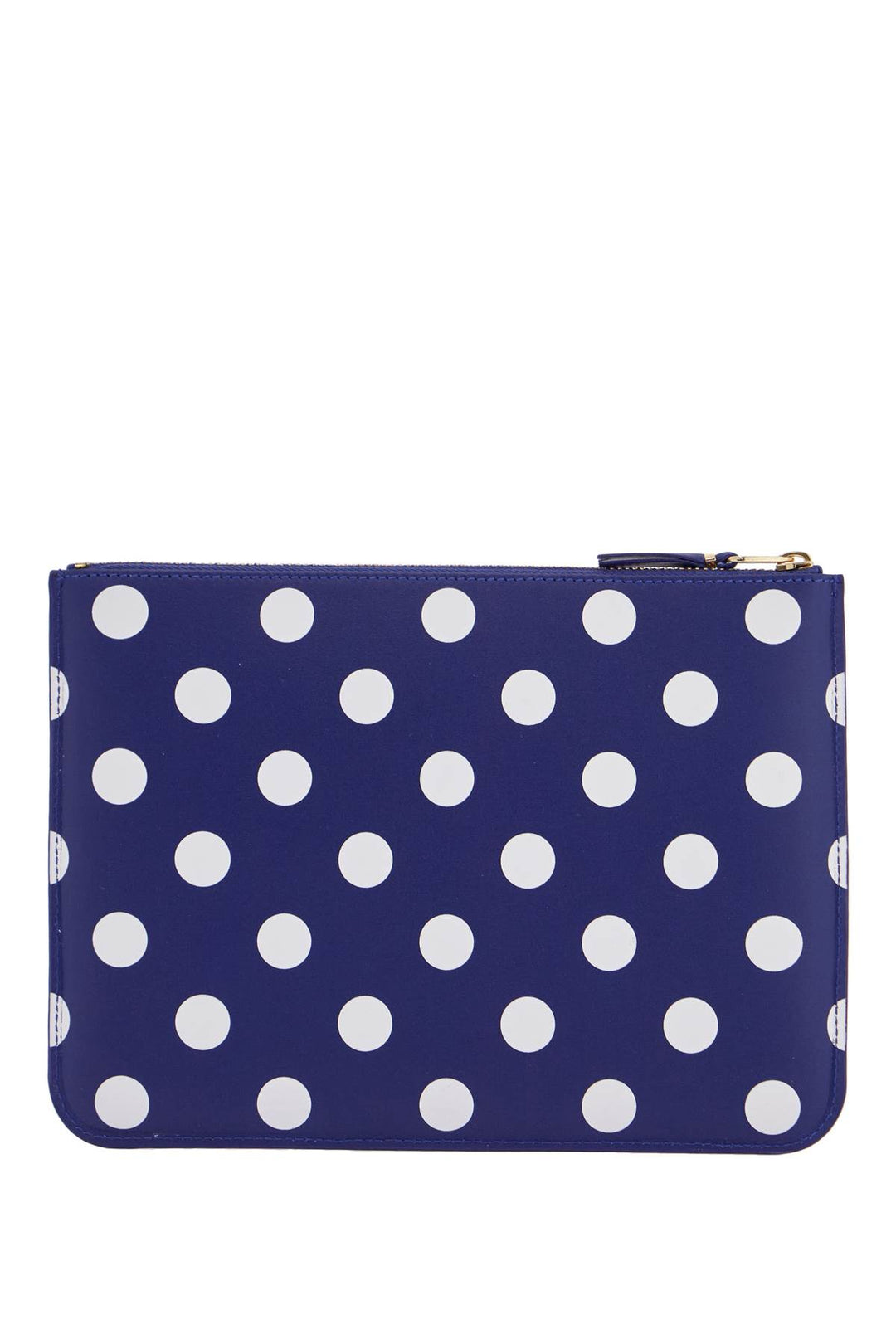 compact unisex blue leather wallet with zip and dots-0