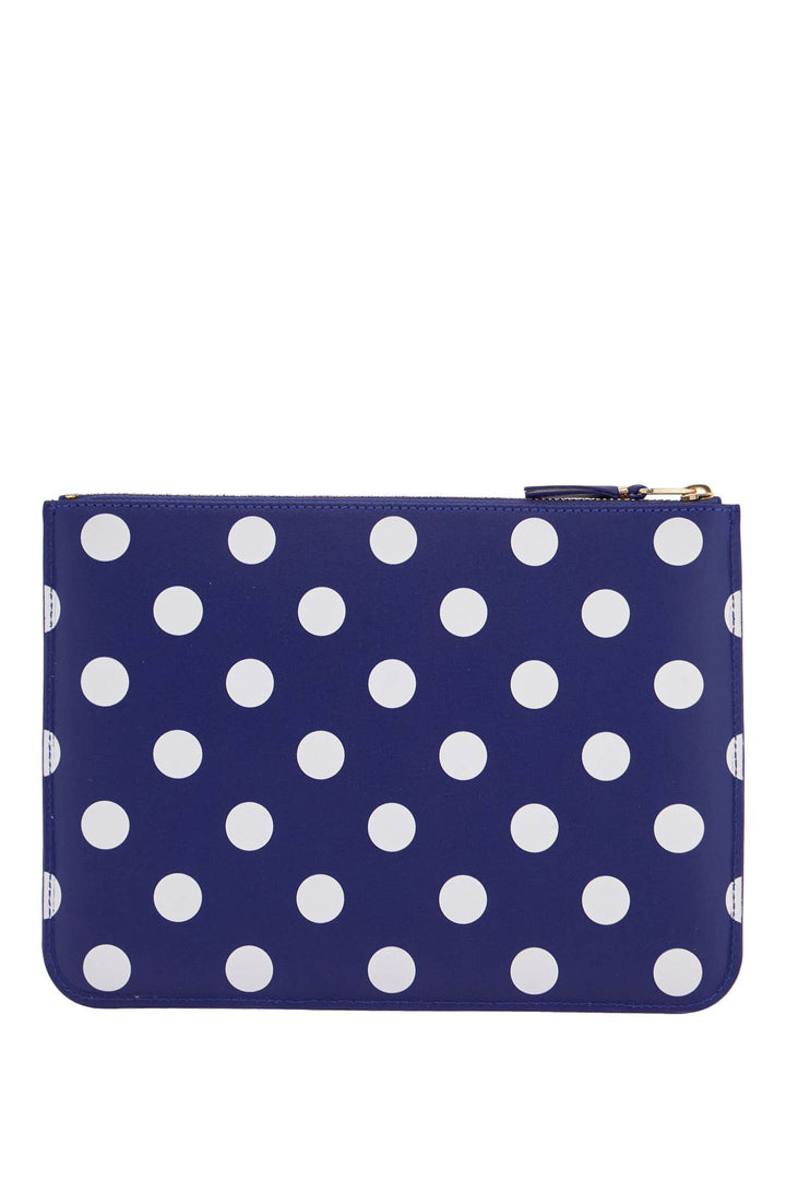 compact unisex blue leather wallet with zip and dots-0