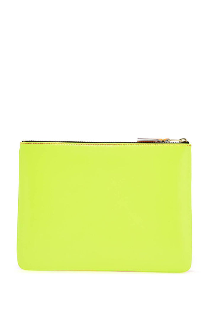 compact wallet in fluorescent pink and yellow goat leather with zip-1