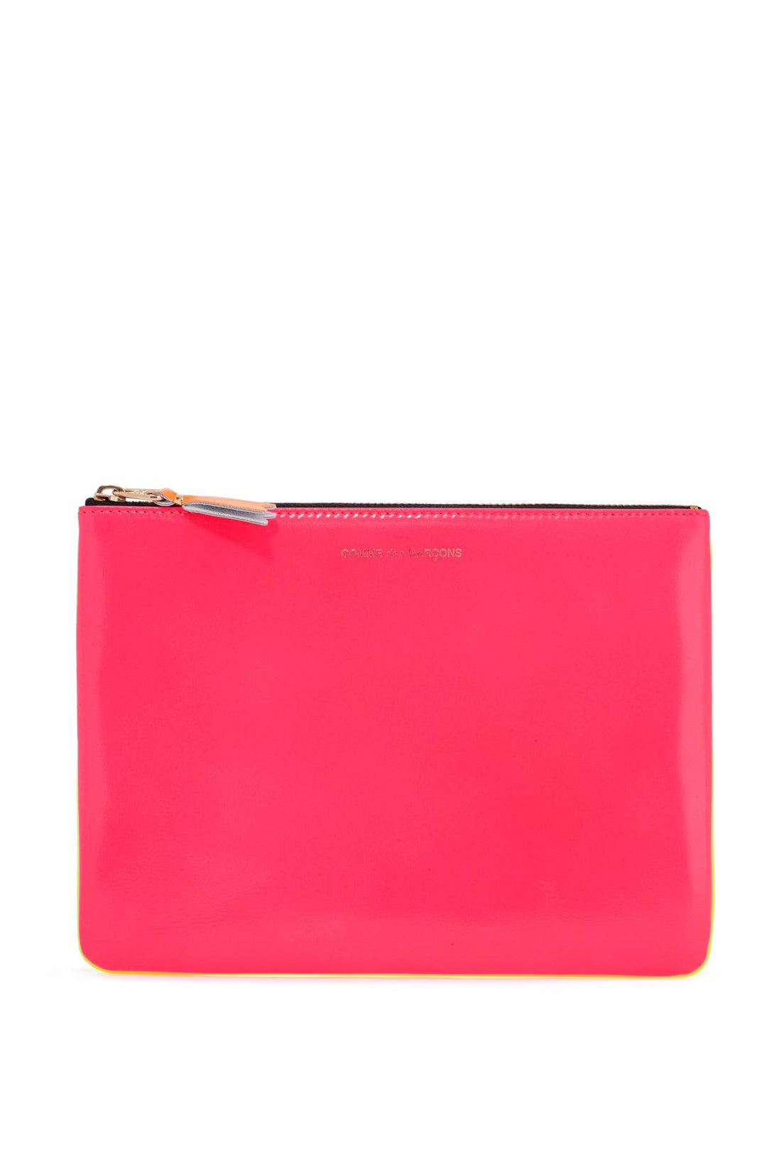 compact wallet in fluorescent pink and yellow goat leather with zip-0