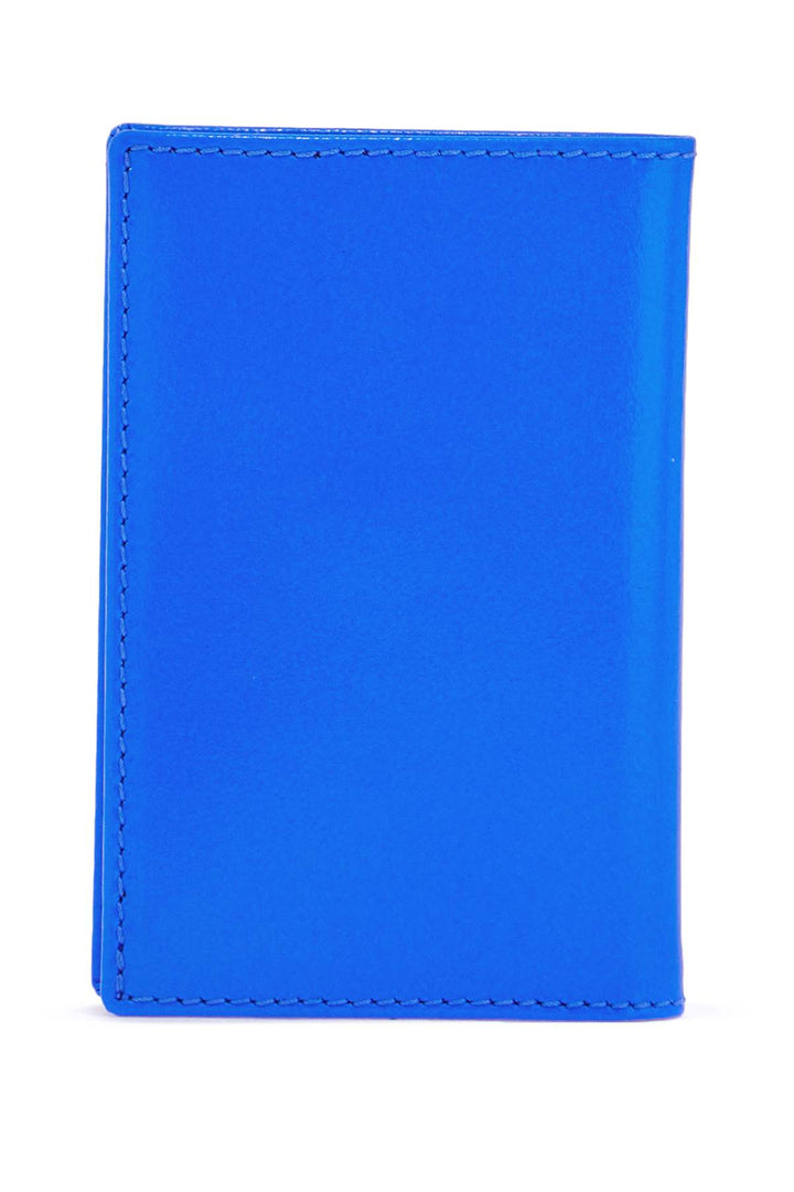 super fluorescent blue goat leather wallet with 3 compartments-2