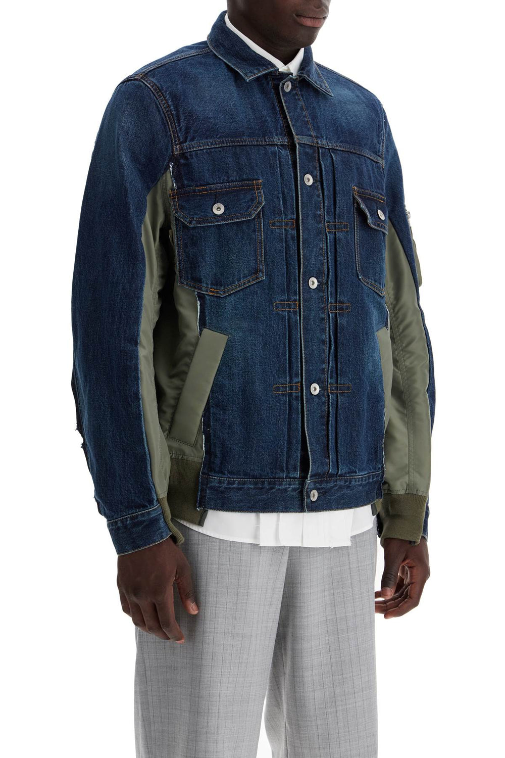 denim and nylon jacket for men-1