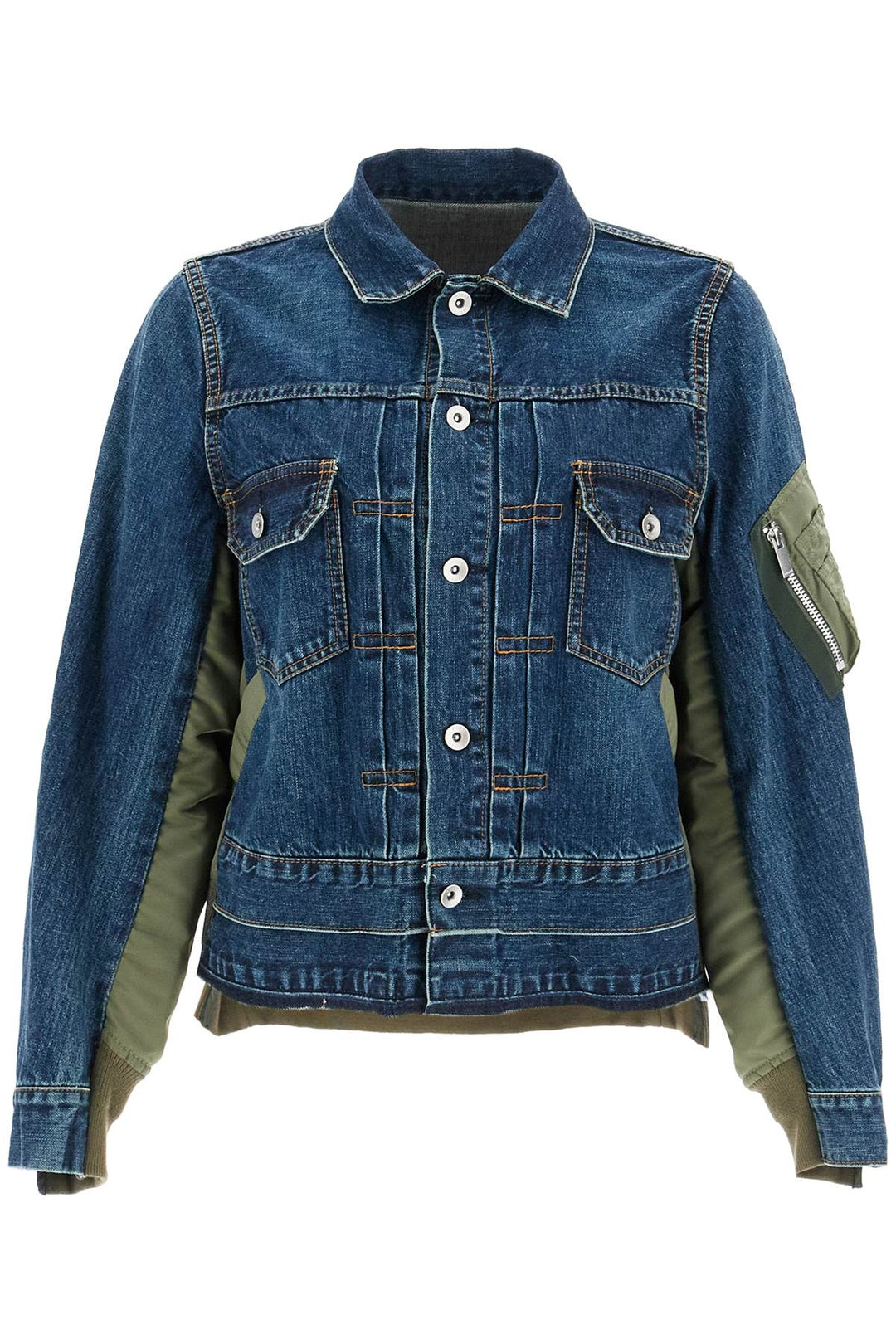 denim and nylon jacket for men-0