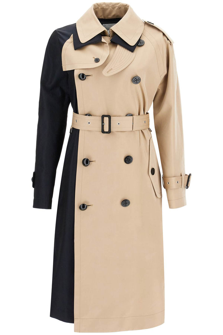 "color block gabardine trench-0