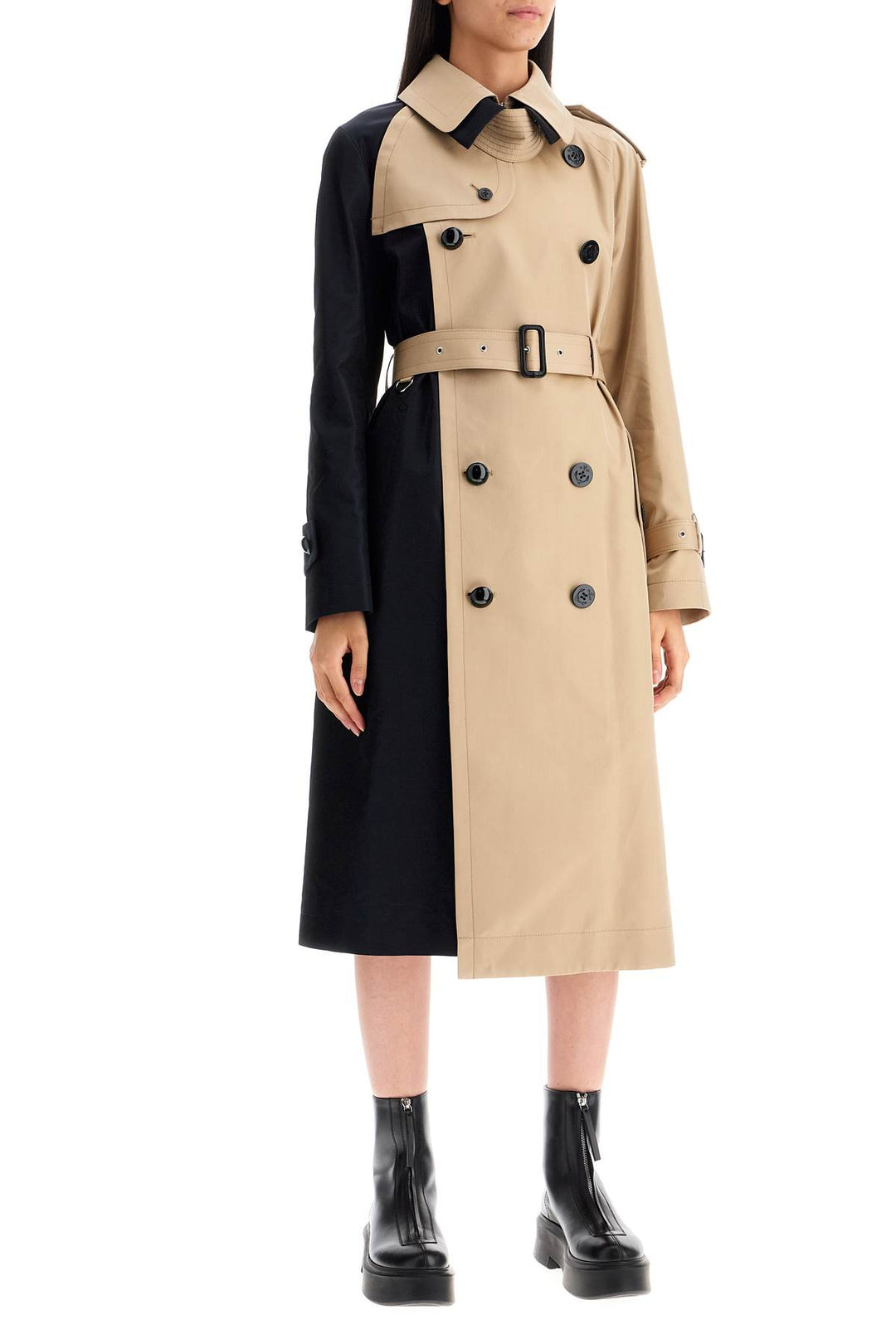 "color block gabardine trench-1