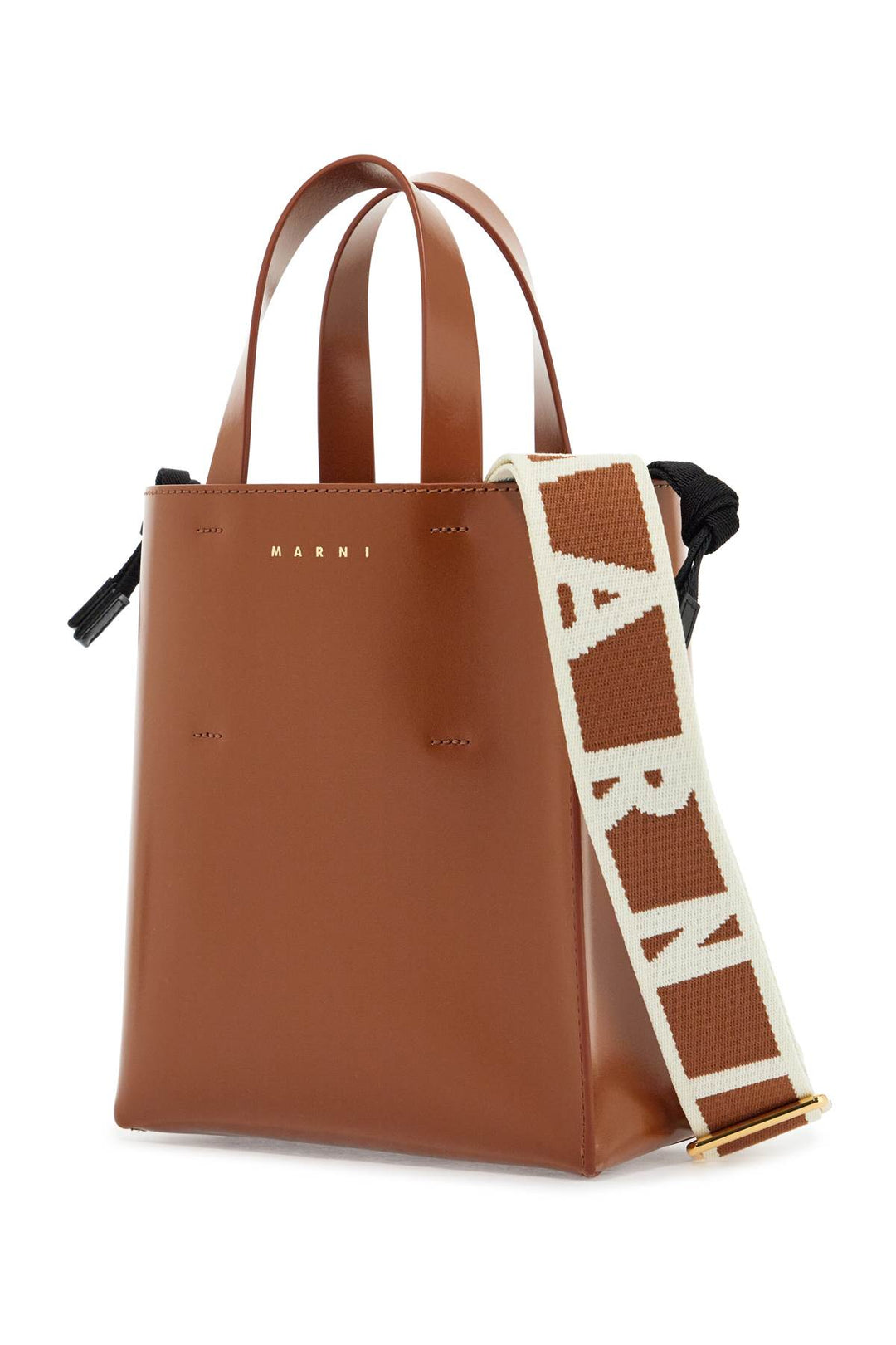 brown calf leather shopping bag with minimalist design and shoulder strap-2