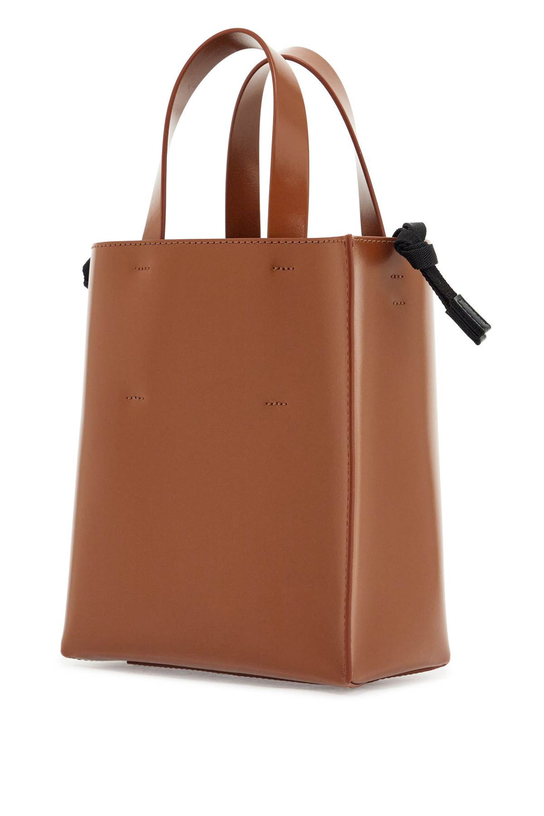 brown calf leather shopping bag with minimalist design and shoulder strap-1