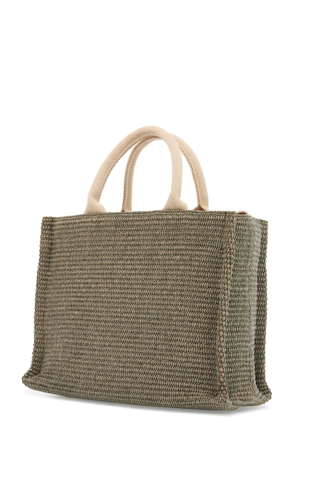 raffia-effect canvas small tote bag-1