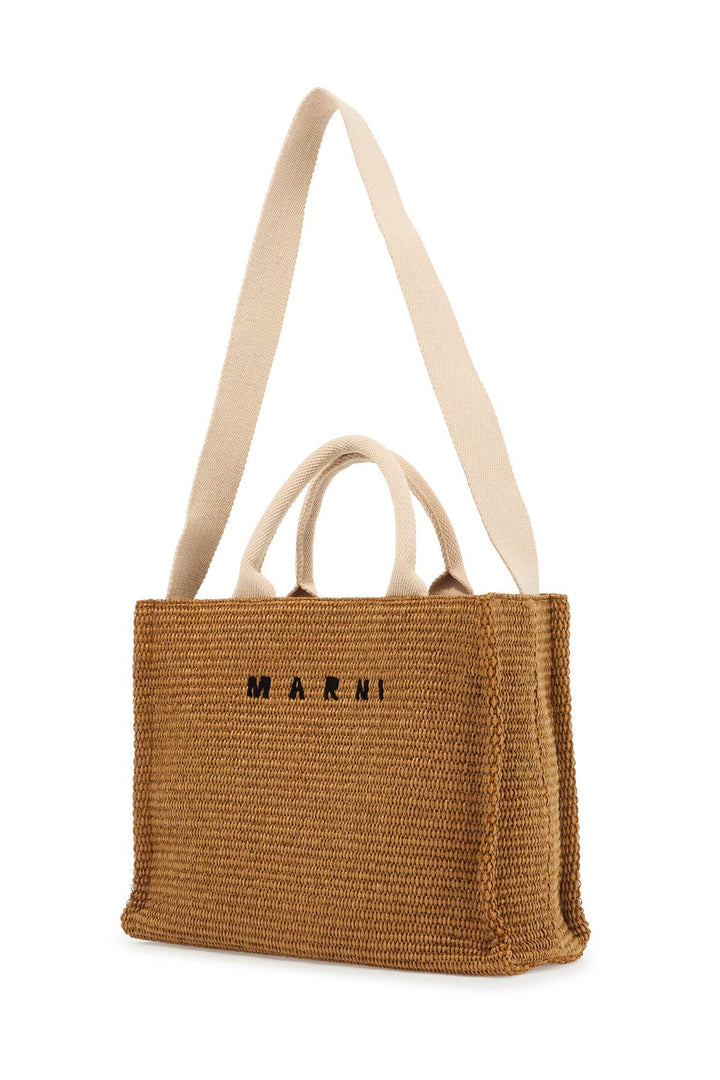 raffia-effect canvas small tote bag-2