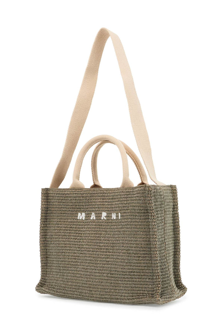 raffia-effect canvas small tote bag-2