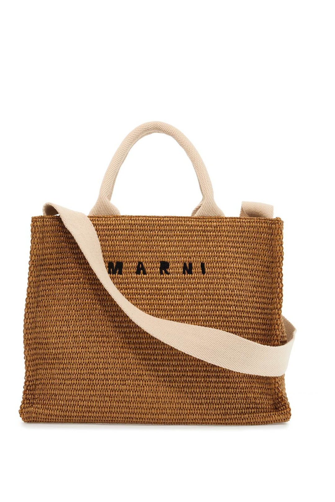 raffia-effect canvas small tote bag-0