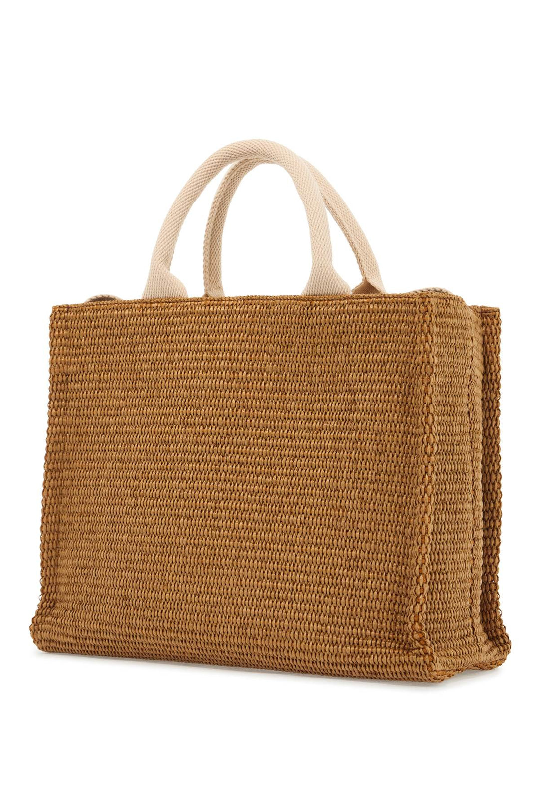 raffia-effect canvas small tote bag-1