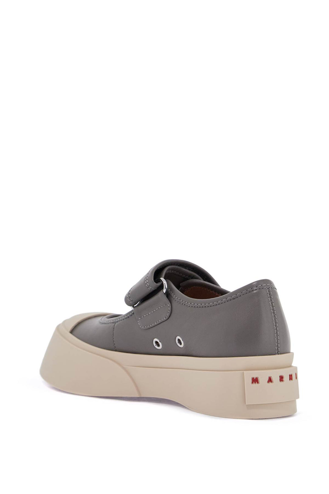 gray calfskin low-top sneakers with hook-and-loop closure-2