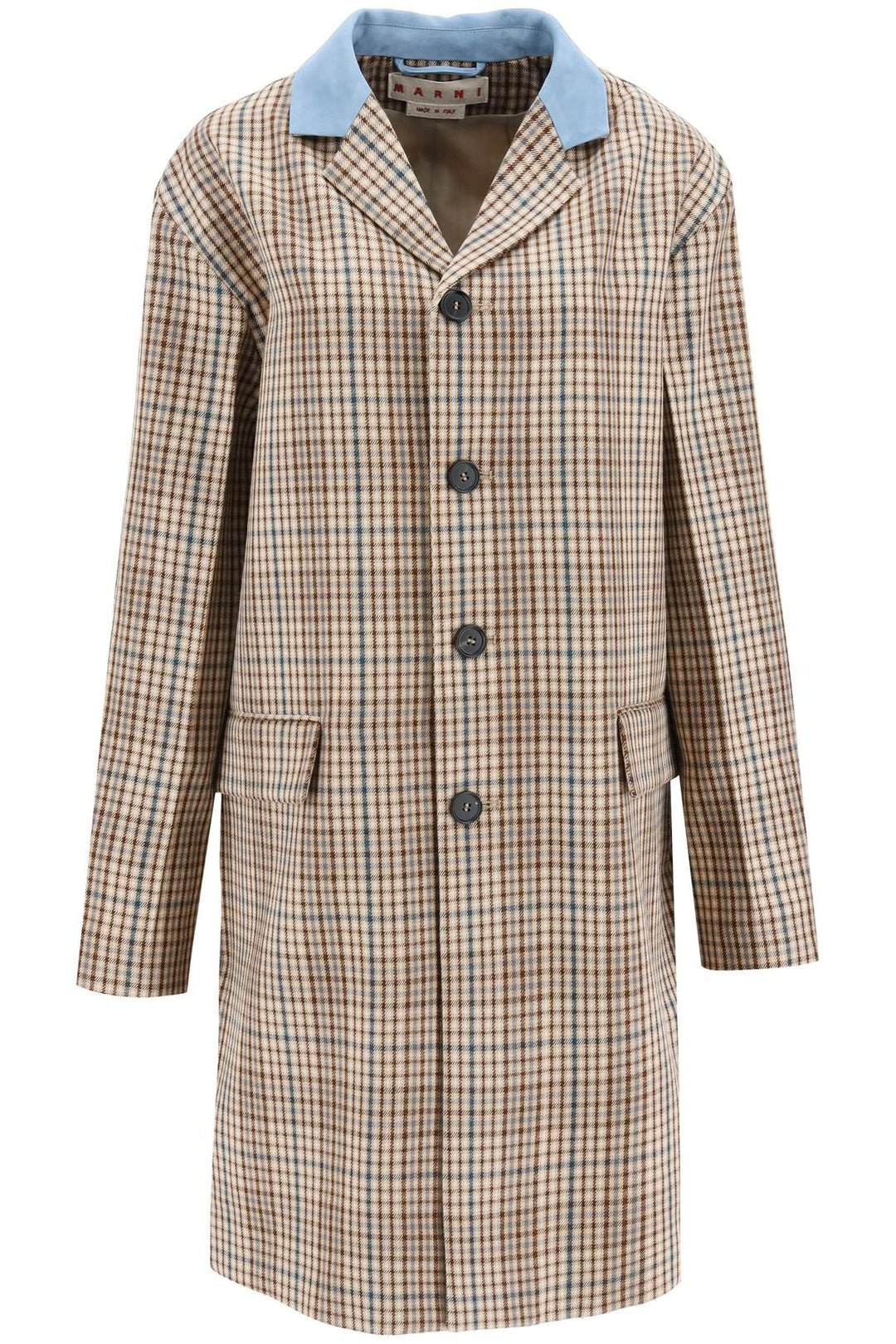 suede collar checked coat-0